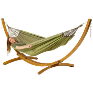 Hammock Tones of Olive with wooden stand