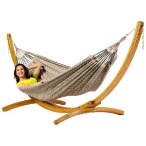 Hammock Tones of Poppyseed with wooden stand