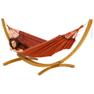 Hammock Tones of Redbush with wooden stand